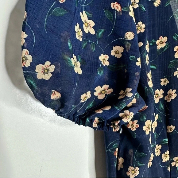 Lulus Petals and Poetry Navy Blue Floral Print Ruffled Midi Dress Size Small - Picture 12 of 14